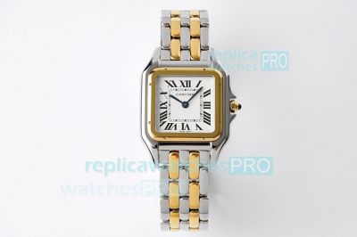 BV Factory Panthere De Cartier Watch Replica | 2-Tone Yellow Gold White Dial